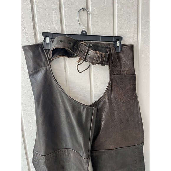 Wild Ride Motorcycle Chaps ~ Small ~ Brown ~ Adjustable Buckle Closure ~ Lined - Picture 5 of 11